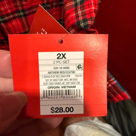 Target Red Plaid 2-Piece Pajama Set - Picture 2 of 3